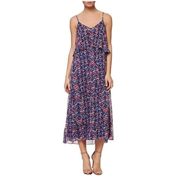 NWOT Sanctuary Sandrine Red Blue Floral Midi Dress - Picture 1 of 5